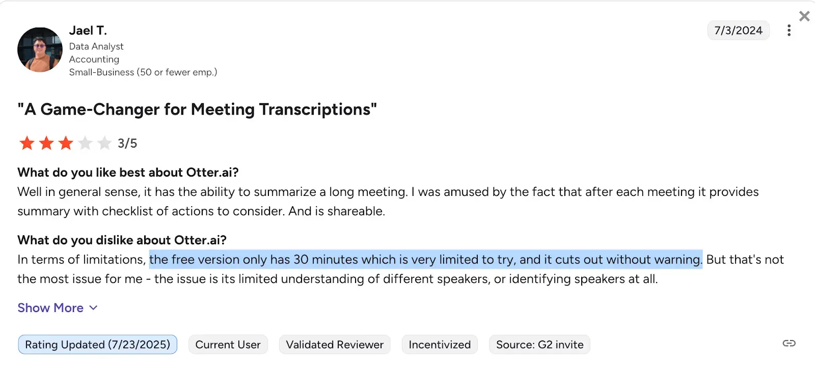otter ai free plan restriction